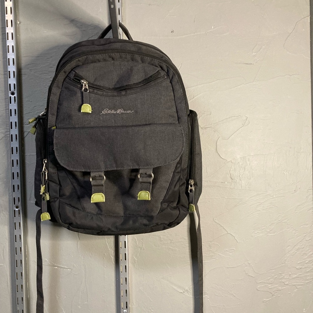 Eddie Bauer Black/Gray W Green Backpack Versatile… - image 1